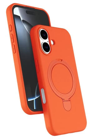 Newface Apple iPhone 16 Plus Regal Magsafe Standlı Kapak - Turuncu
