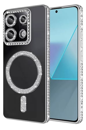 Newface Xiaomi Redmi Note 13 Pro 4G Joke Simli Magneticsafe Kılıf - Gümüş