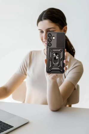 Newface Samsung Galaxy S25 FE Pars Lens Yüzüklü Silikon - Lacivert