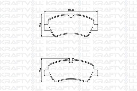 Kraftvoll 7010066 Arka Fren Balatası Transıt Custom V362 V347 V348 2.2Tdcı 12 > (Arka Tek Teker)