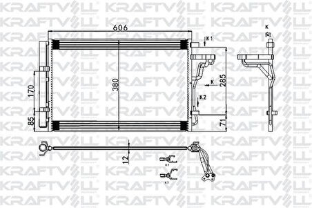 Kraftvoll 08060067 Klima Radyatörü (Kondanser) Komple Kia Soul 2014- 97606B2000