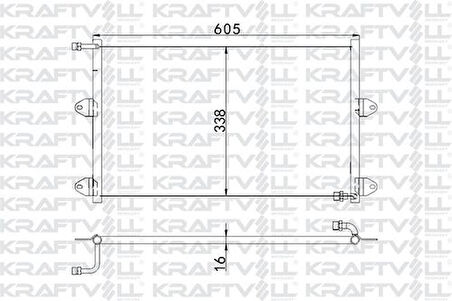 Kraftvoll 08060128 Klima Radyatörü Caddy Polo Classic 1.4L 1.6L1.8I 1.7 1.9SDI 1.9D 1.9TDI 95- 6K0820413