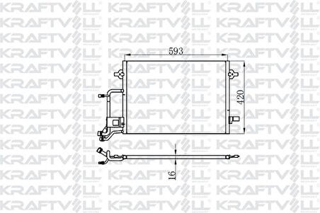 Kraftvoll 08060150 Klima Radyatörü (610x415x16) (Kondanser) Passat A4 1.9TDI 1.8 1.8T 97- 4B0260403F