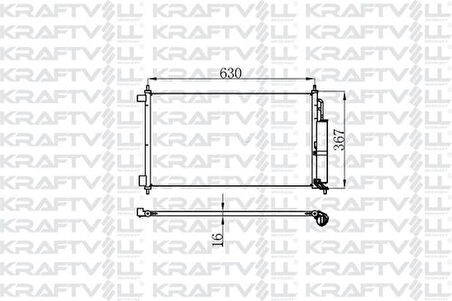 Kraftvoll 08060174 Klima Radyatörü (Kondanser) Nissan Juke 2010-Micra K12 Kasa 2003-2010 Note 2006-2012 (630x348x16) 92100AX800