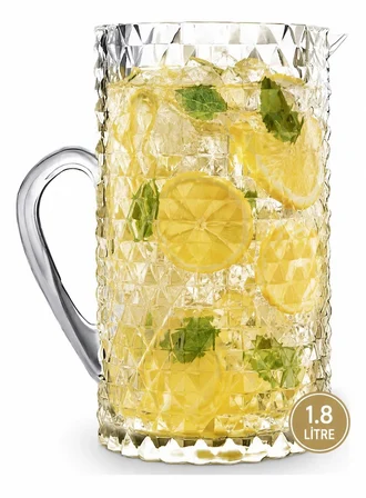 Elmas Desenli Cam Sürahi 1.8 Litre – Premium Kristal Görünümlü Meşrubat & Limonata Sürahisi KRW-28