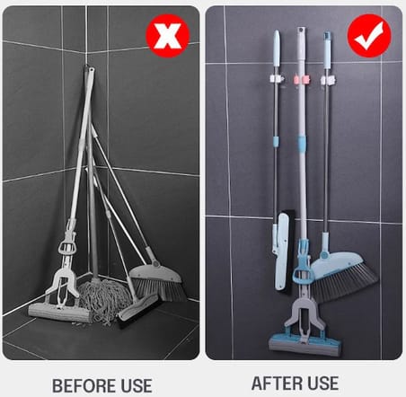 Yapışkanlı Pratik Mop Tutucu 4 Adet Beyaz