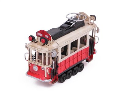 Dekoratif Metal Taksim Tramvay Küçük Vintage Biblo Hediyelik