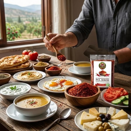 Kiraz Bahçesi Tatlı Pul Biber - Güneşte Kurutulmuş, Dibekte Dövülmüş 100 g