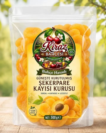 Kiraz Bahçesi Gün Kurusu Şekerpare Kayısı 500 g – Güneşte Kurutulmuş Doğal Köy Kayısısı