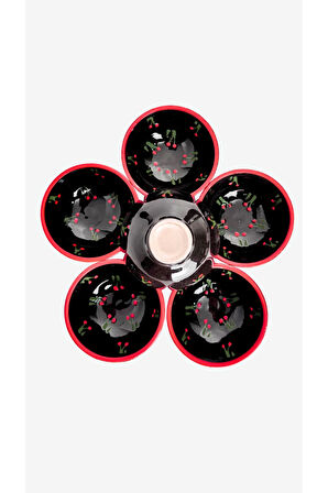 2+1 Takım El Yapımı Siyah Kirazlı kazan Seramik Kahve Fincanı, Kahve Fincanı