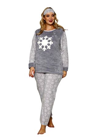 Nisanca Büyük Beden Kadın Polar Peluş Pijama Takımı