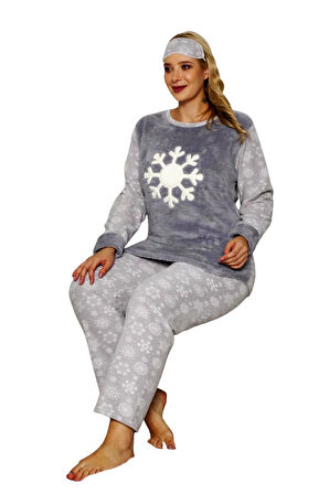 Nisanca Büyük Beden Kadın Polar Peluş Pijama Takımı