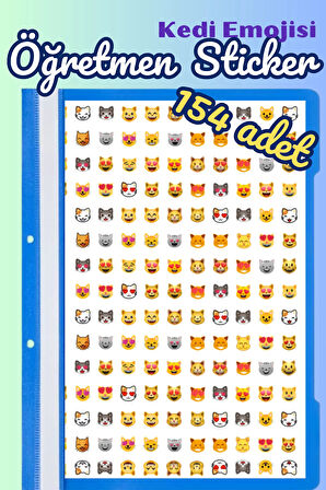 Öğretmenler Için Motivasyon Sticker Seti 154 Adet Karışık Kedi Emoji