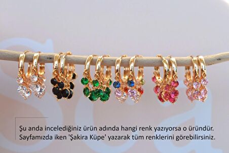 Su Yeşili Taş Sallantılı Küpe Su Yeşili Taşlı Şakira Küpe