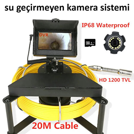 Tesisat Ustalarının Yeni Gözleri-Bataryalı,30metre Sarı Sert Kablolu 17mm Pis Su Kamerası