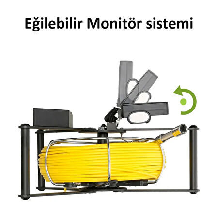 Tesisat Ustalarının Yeni Gözleri-Bataryalı,50metre Sarı Sert Kablolu 17mm Pis Su Kamerası