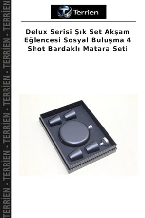Delux Serisi Şık Set Akşam Eğlencesi Sosyal Buluşma 4 Shot Bardaklı Matara Seti