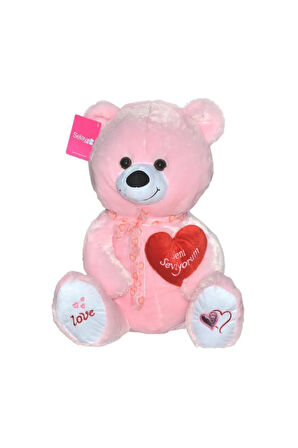 Peluş Kalpli Ayı 50 Cm Pembe