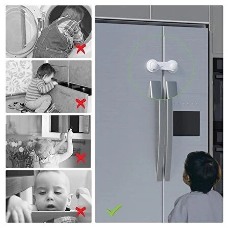 Buffer® Bebek Çocuk Güvenliği Çekmece Ve Dolap İçin Kendiliğinde Yapışkanlı Vidasız Kapak Kilidi