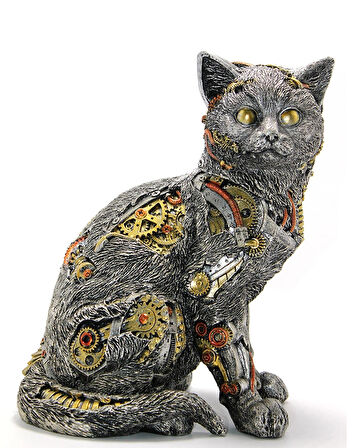 Leyloş Steampunk Polyester Kedi Figürü Model 2