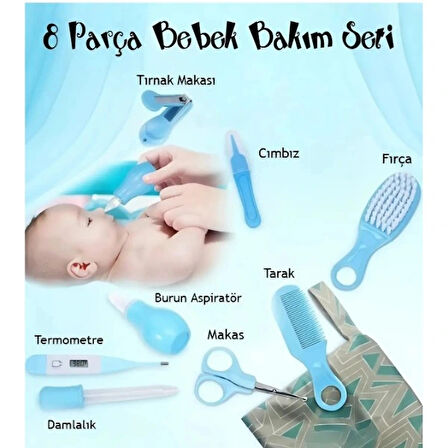 Leyloş 8 Parça Bebek Bakım Seti Mavi Renk