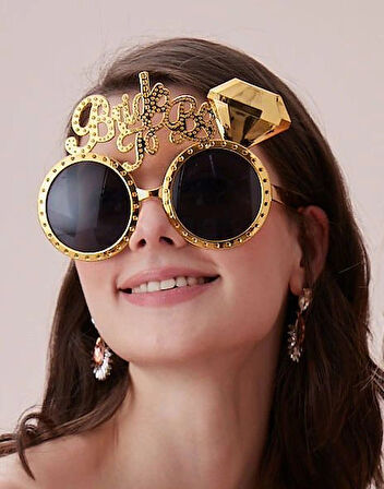 Leyloş Altın Renk Bride To Be Yazılı Gelin Gözlüğü