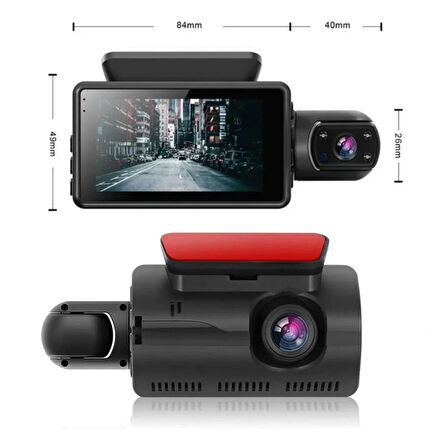 Buffer® Araç İçi & Dışı Çift Lensli Wifi Kamera – 1080p Hd,gece Görüşlü, G-sensörlü Dvr Dashcam