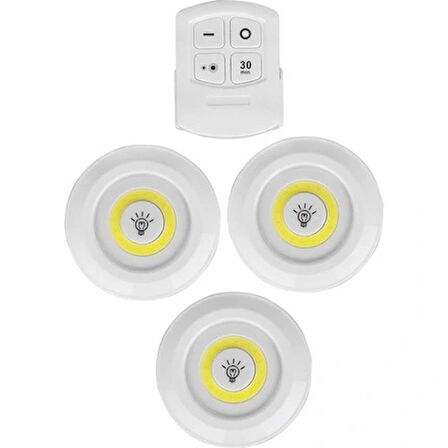 Leyloş Uzaktan Kumandalı Yapışkanlı 3'lü Led Spot Lamba