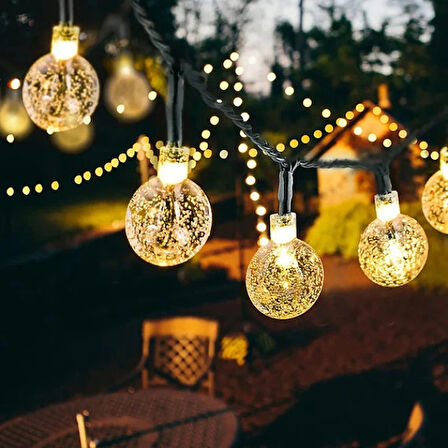 Leyloş 5 Metre Sarı Opak Solar Top Led Işık