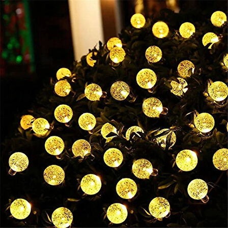 Leyloş 5 Metre Sarı Opak Solar Top Led Işık