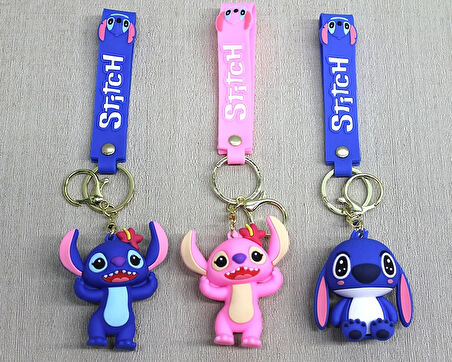 Leyloş Stitch Angel Silikon Anahtarlık