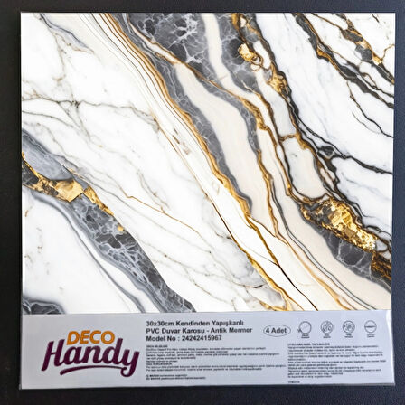 Leyloş Decohandy Pvc Yapışkanlı Yer Karosu 30x30cm 4'lü Paket - Beyaz İnci 0,36m2