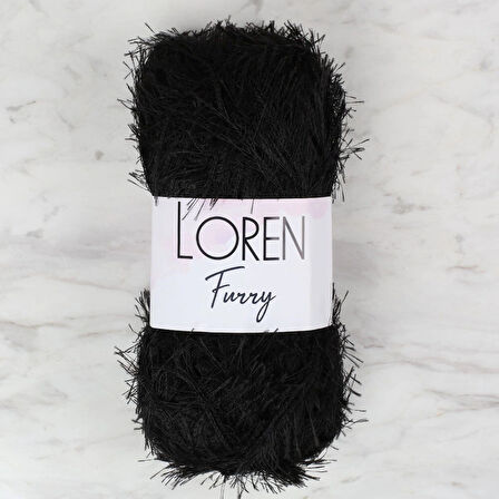 Loren Furry Siyah El Örgü İpi - Rf1001 - 34066