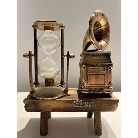 Leyloş Gramofon Biblolu Kum Saati