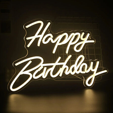 Leyloş Happy Birthday Yazılı Neon Led Işık