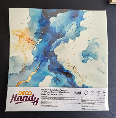 Leyloş Decohandy 30x30 Cm Pvc Duvar Karosu 4'lü Paket - Mavi Desen