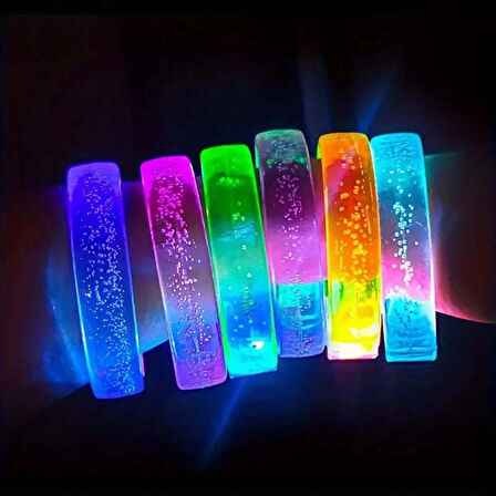 Leyloş Mavi Led Işıklı Baskı Yapılabilen Pilli Bileklik Bilezik 1,5 Cm Genişlik