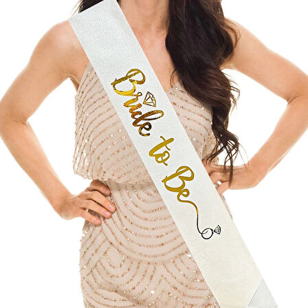 Leyloş Altın Bride To Be Yazılı Beyaz Kuşak
