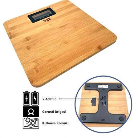 Buffer® Techfit Bambu Banyo Baskülü Yüksek Hassasiyetli Darbelere Dijital Dayanıklı Terazi Tf 1065 M