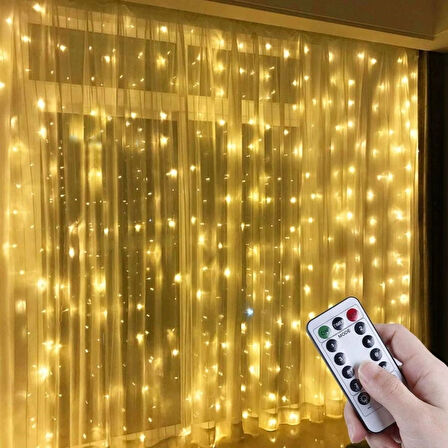Buffer® Uzaktan Kumandalı Led Perdeye Takılabilen Kancalı Işık Usb 3x3 Metre Peri Perde Led