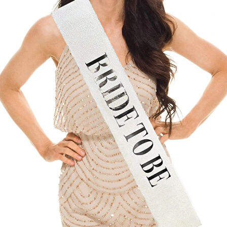 Leyloş Beyaz Gümüş Bride To Be Simli Kuşak Kemer 10 Cm