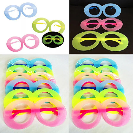Leyloş Fosforlu Oval Model Glow Parti Gözlüğü 12 Adet