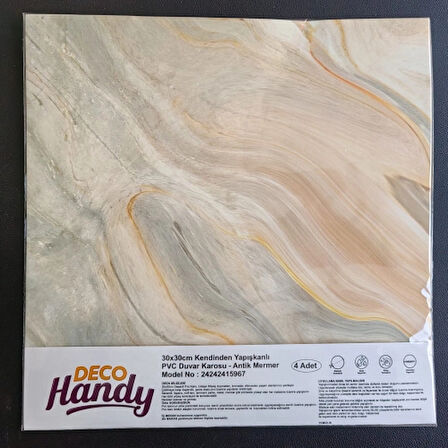 Leyloş Decohandy 30x30 Cm Pvc Duvar Karosu 4'lü Paket - Antik Mermer