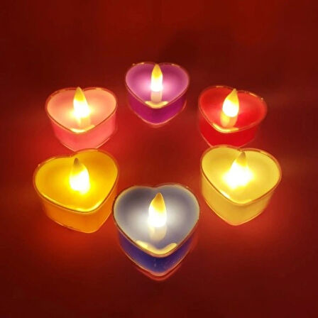 Leyloş Kalpli Tealight Pilli Mum