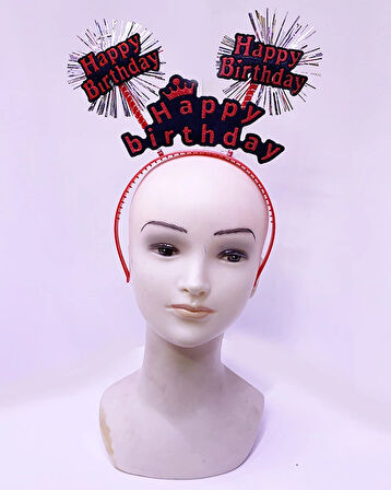 Leyloş Happy Birthday Neon Kırmızı Doğum Günü Tacı