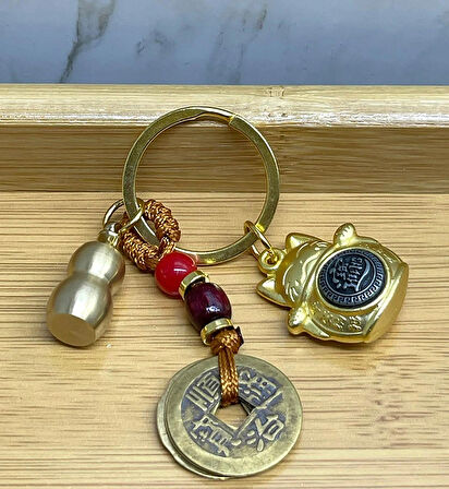 Leyloş Metal Şans Ve Bereket Kedisi Anahtarlık Model 3