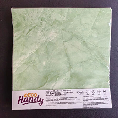 Leyloş Decohandy 30x30 Cm Pvc Duvar Karosu 4'lü Paket - Yeşil Mermer
