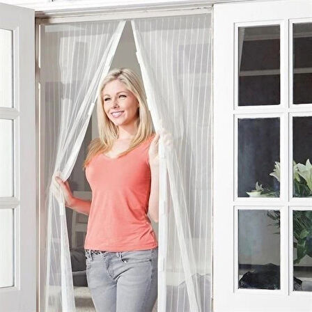 Buffer® Pratik Manyetik Mıknatıslı Beyaz Kapı Pencere Sinekliği Tülü 90 X 210 Cm