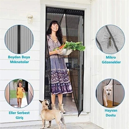 Buffer® Pratik Manyetik Mıknatıslı Beyaz Kapı Pencere Sinekliği Tülü 90 X 210 Cm