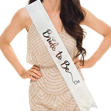 Leyloş Beyaz Gümüş Bride To Be Yazılı Kuşak Kemer